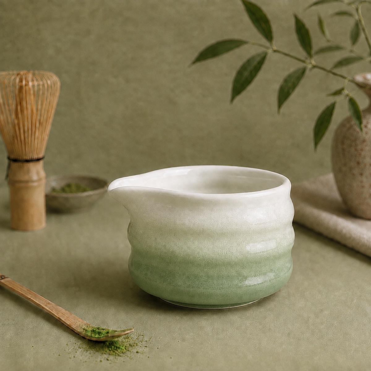 Bol à Matcha - Bec Verseur Dégradé Vert