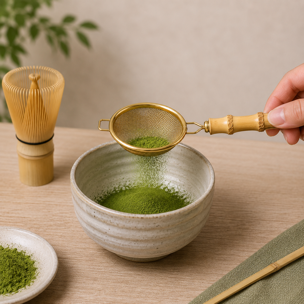 Tamis à Matcha - Kobo Doré Manche Bambou