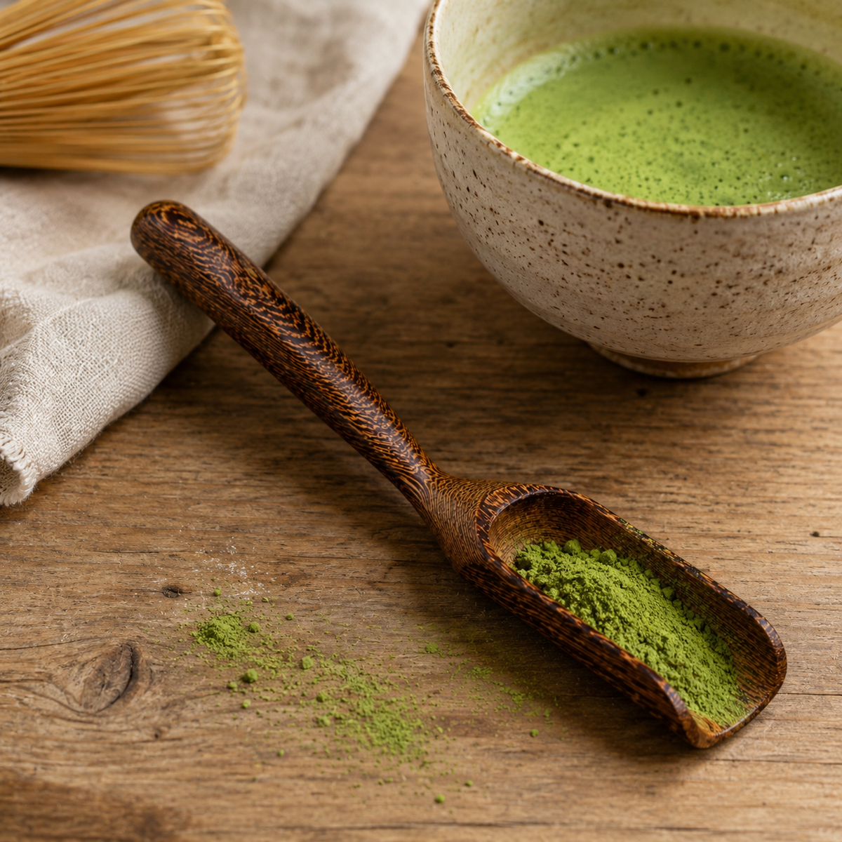 Cuillère à Matcha - Bois Texturé