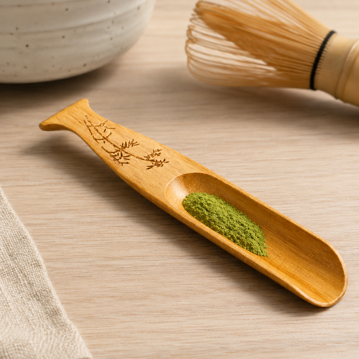 Cuillère à Matcha - Bois Gravé