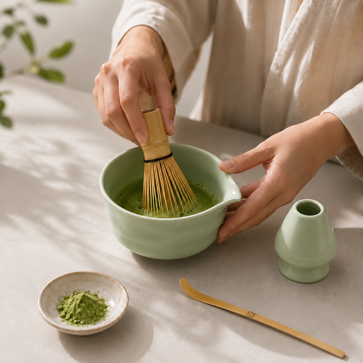 Kit Cérémonie Matcha 4 Pièces – Vert Céladon