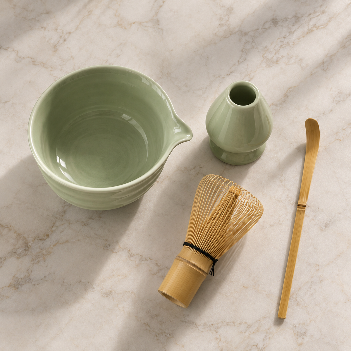 Kit Cérémonie Matcha 4 Pièces – Vert Céladon