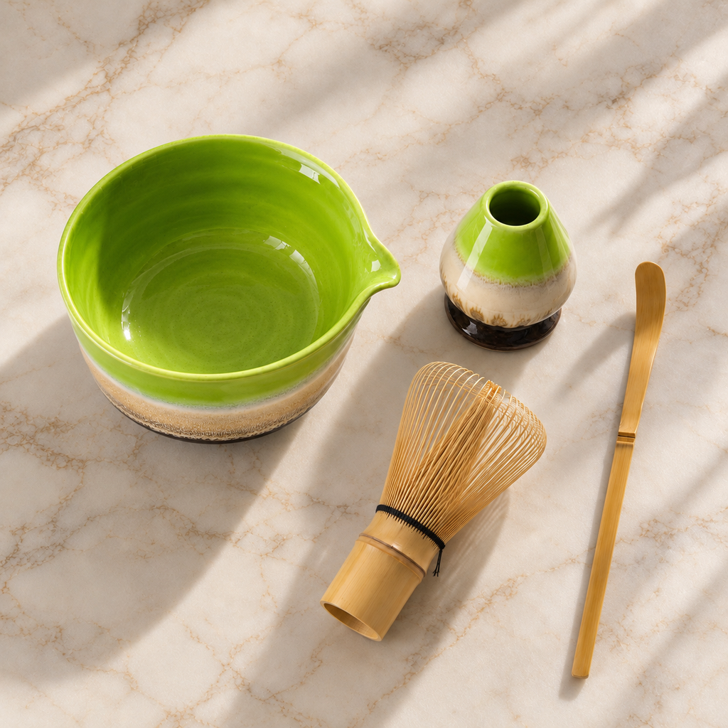 Kit Cérémonie Matcha 4 Pièces - Vert Oribe