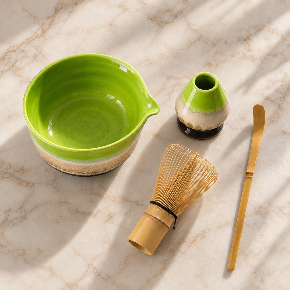 Kit Cérémonie Matcha 4 Pièces - Vert Oribe