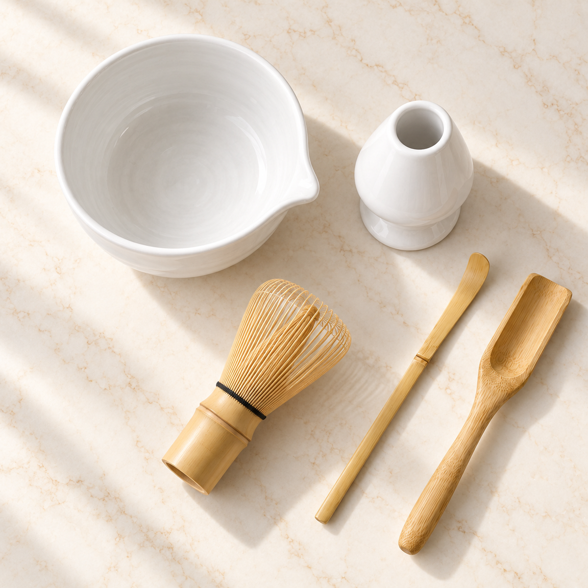 Kit Cérémonie Matcha 5 Pièces - Blanc Porcelaine
