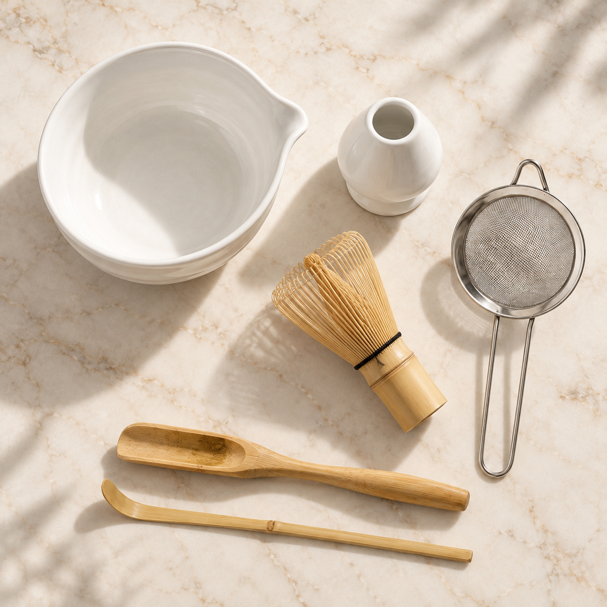 Kit Cérémonie Matcha 6 Pièces - Blanc Porcelaine
