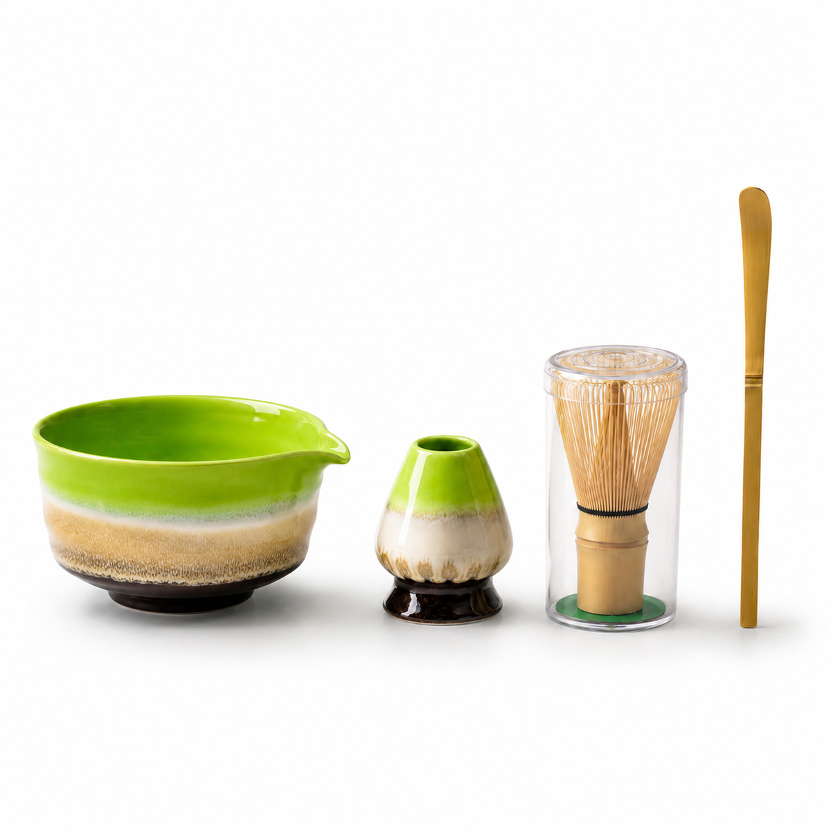 Kit Cérémonie Matcha 4 Pièces - Vert Oribe