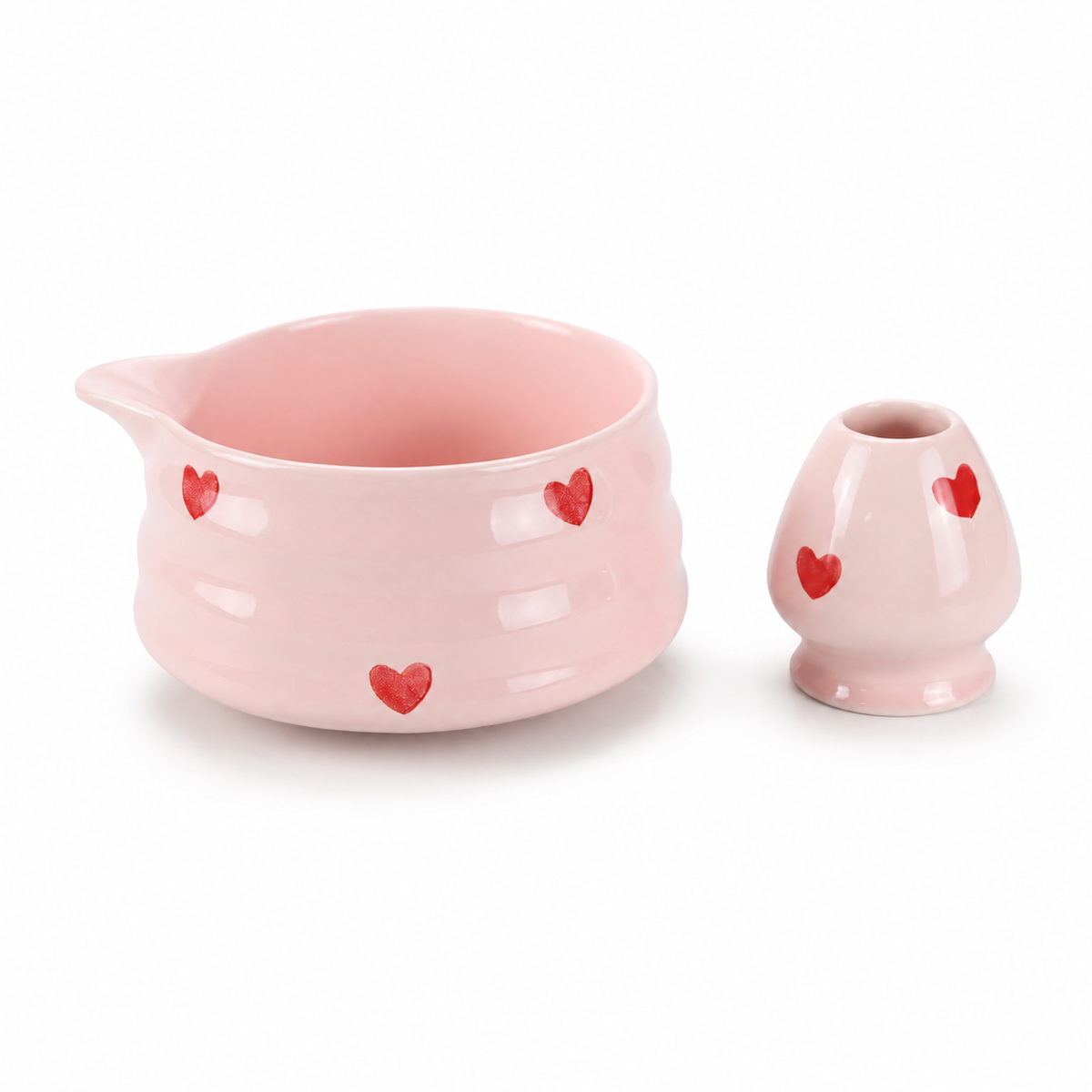 Kit Matcha 2 Pièces - Cœurs Rose
