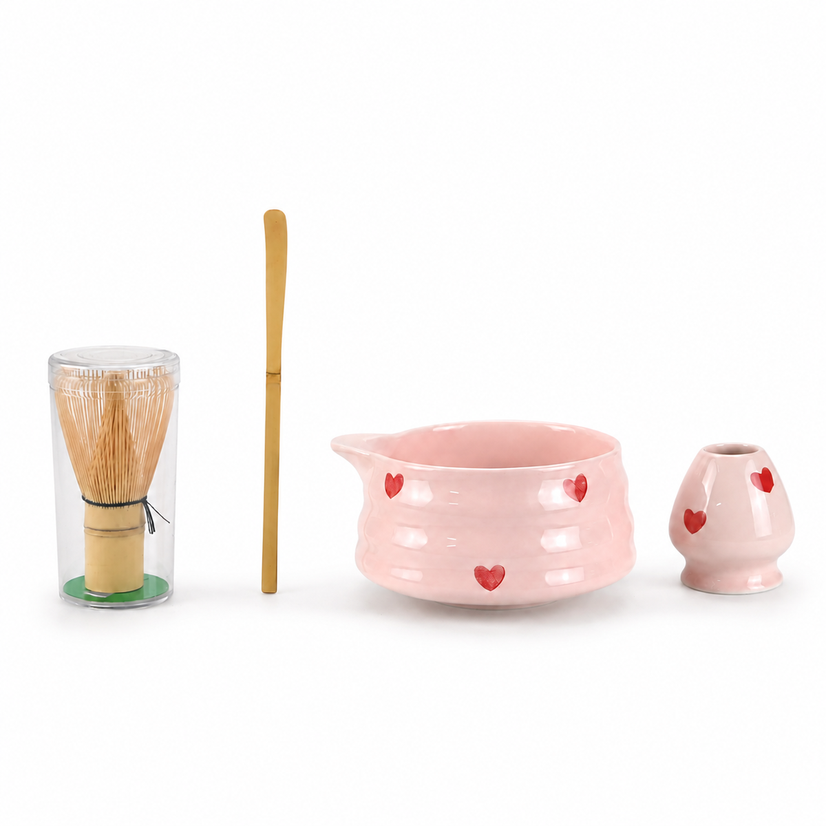 Kit Matcha 4 Pièces - Cœurs Rose