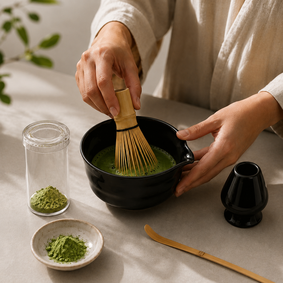 Kit Cérémonie Matcha 4 Pièces - Noir Laqué