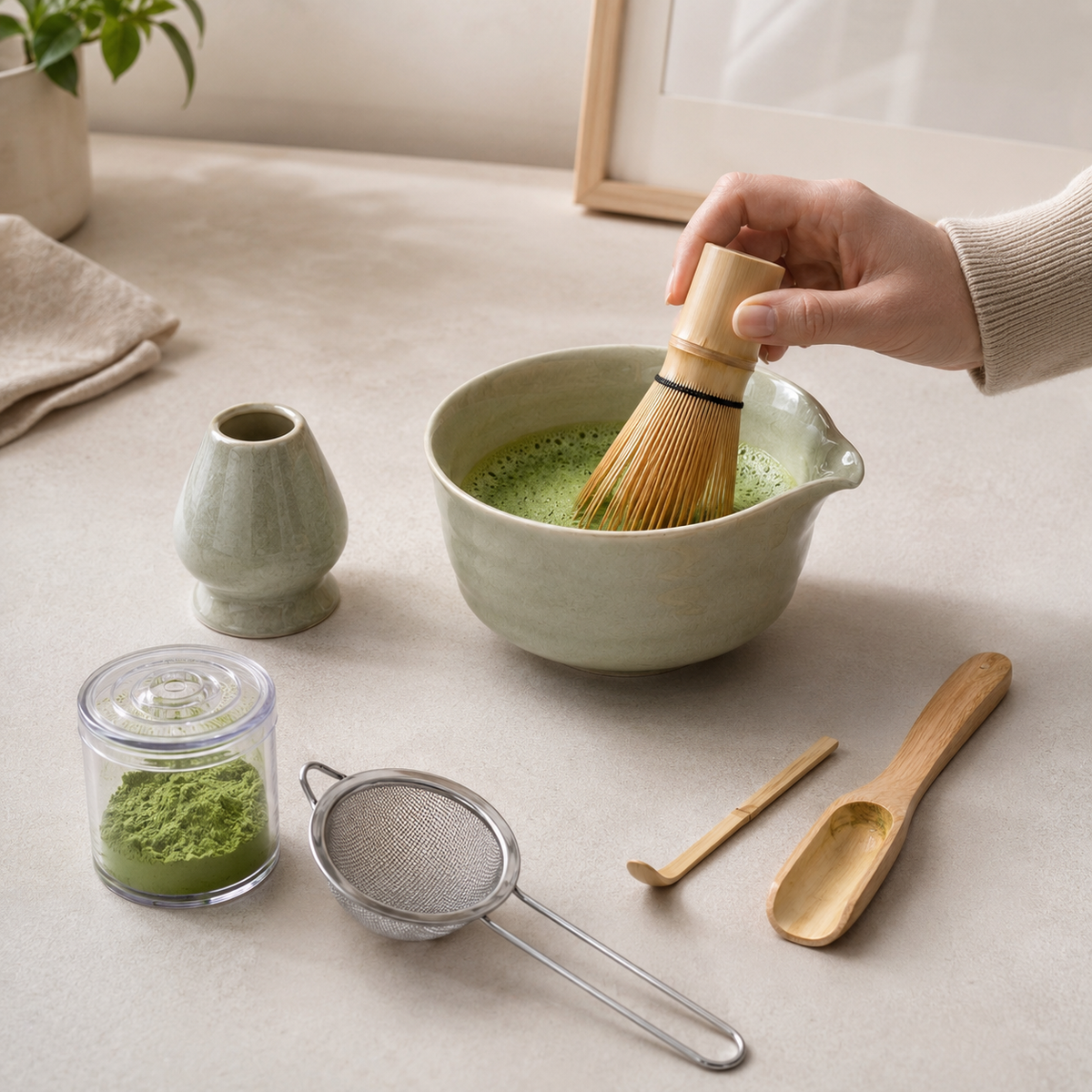 Kit Cérémonie Matcha 6 Pièces - Vert Sauge