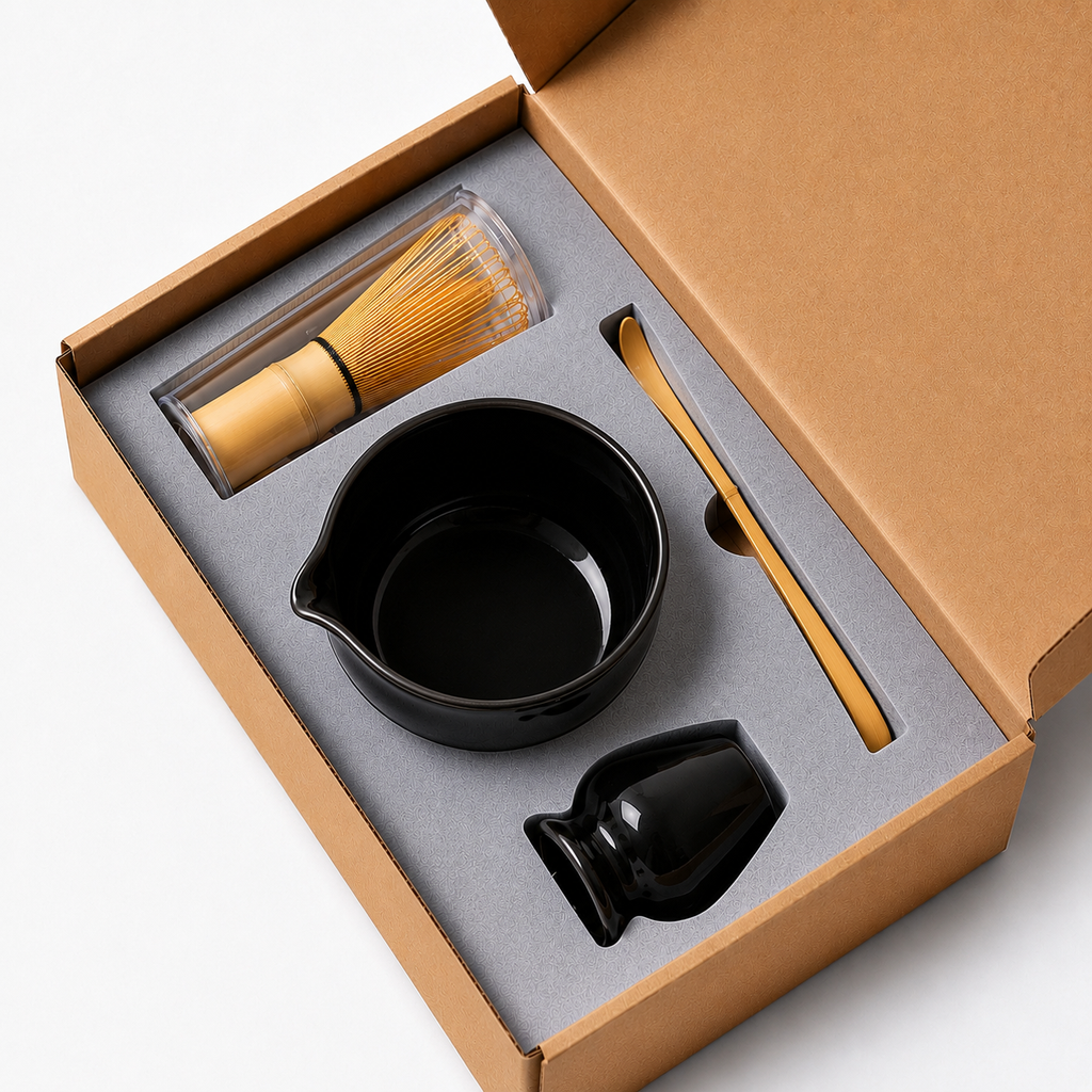 Kit Cérémonie Matcha 4 Pièces - Noir Laqué