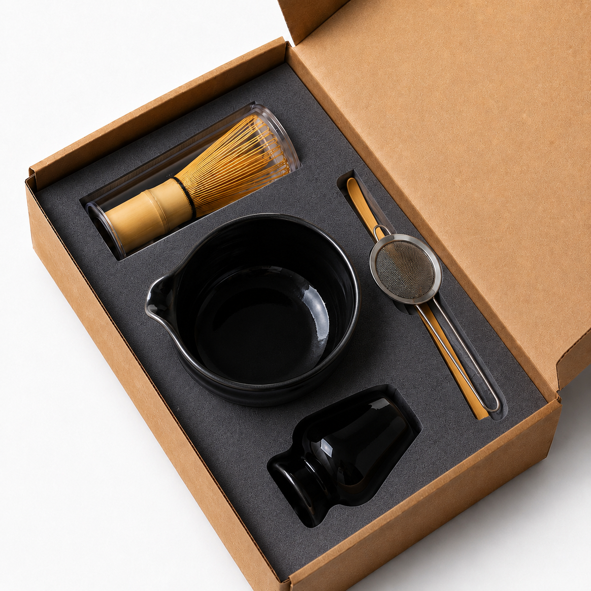 Kit Cérémonie Matcha 6 Pièces – Noir Laqué